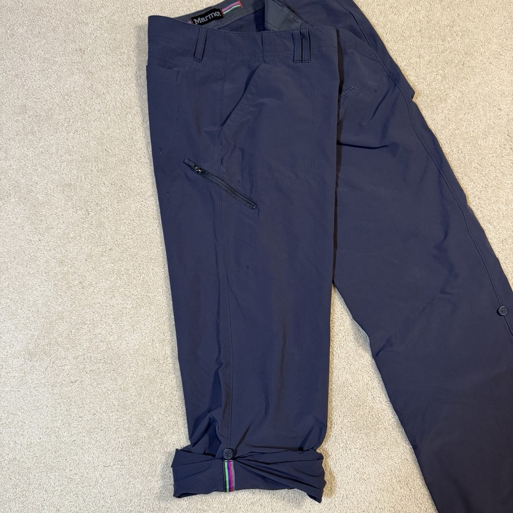 Marmot Hiking Pants Women's 12 Gray Nylon Roll Up Leg Outdoors Stretch Pockets - Picture 4 of 12